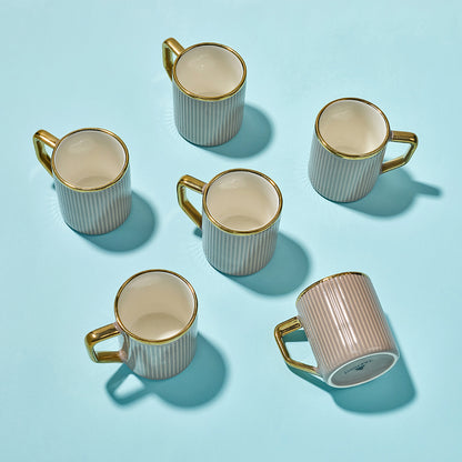 coffee  Luxe Ribbed Ceramic Mug Set (6 Pieces)