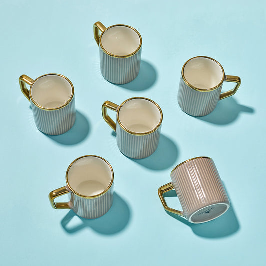 coffee  Luxe Ribbed Ceramic Mug Set (6 Pieces)