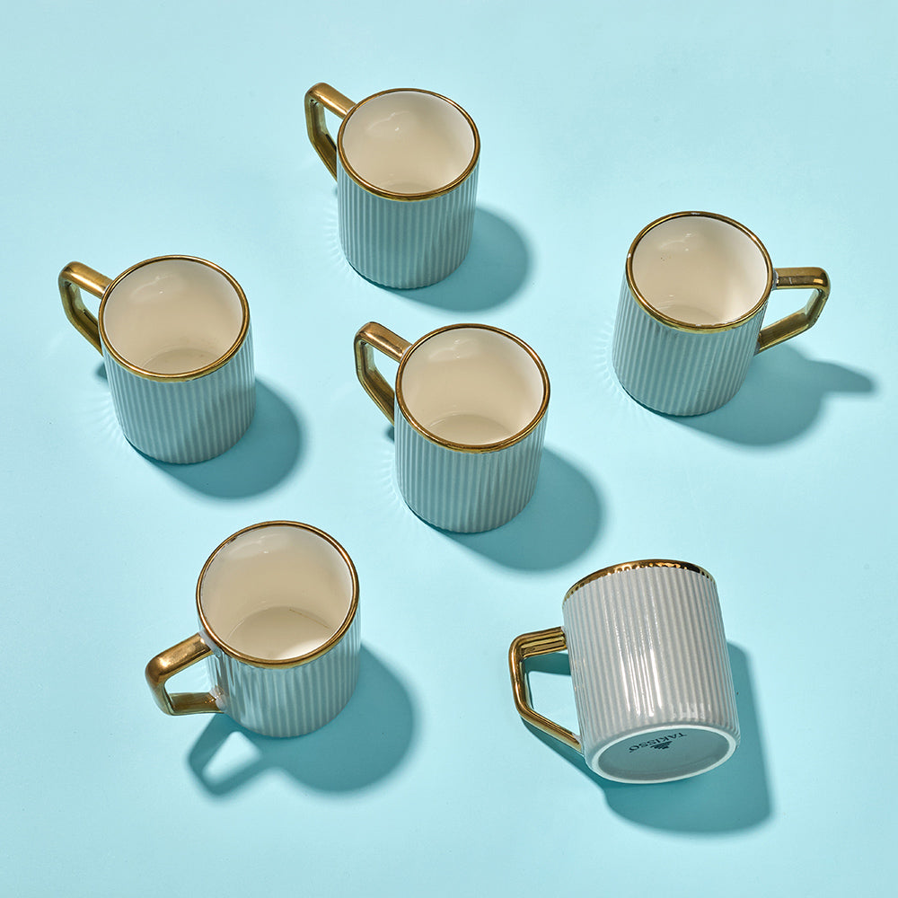 GREY Luxe Ribbed Ceramic Mug Set (6 Pieces)
