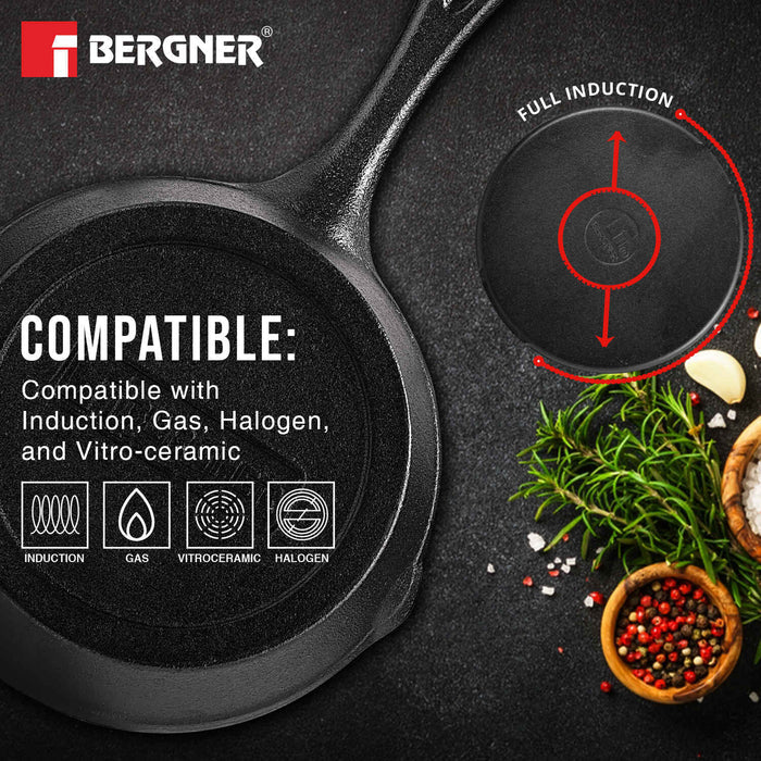 Eco Cast Iron 15 cm Skillet | Pre-Seasoned Fry Pan | Gas & Induction Compatible | Even Heat Distribution