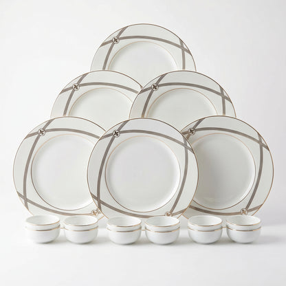 Premium Porcelain Dinner Set – 12 Pieces Elegant White & Gold Dining Collection