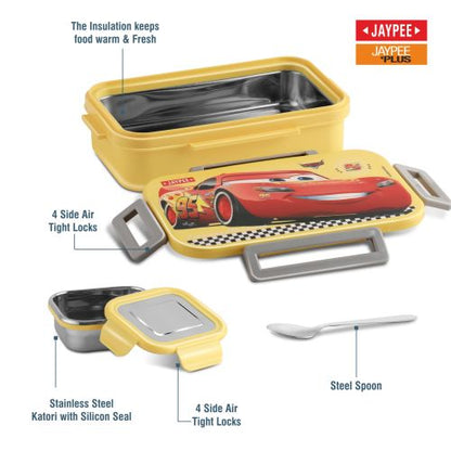 Jaypee Maxteel Kids Insulated Lunch Box – Steel Inner Tiffin with Side Locks & Spoon