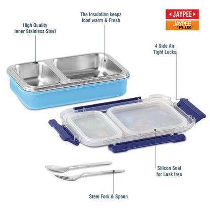 Jaypee Toonbox Kids Insulated Lunch Box – Steel Inner Tiffin with Side Locks, Spoon & Fork