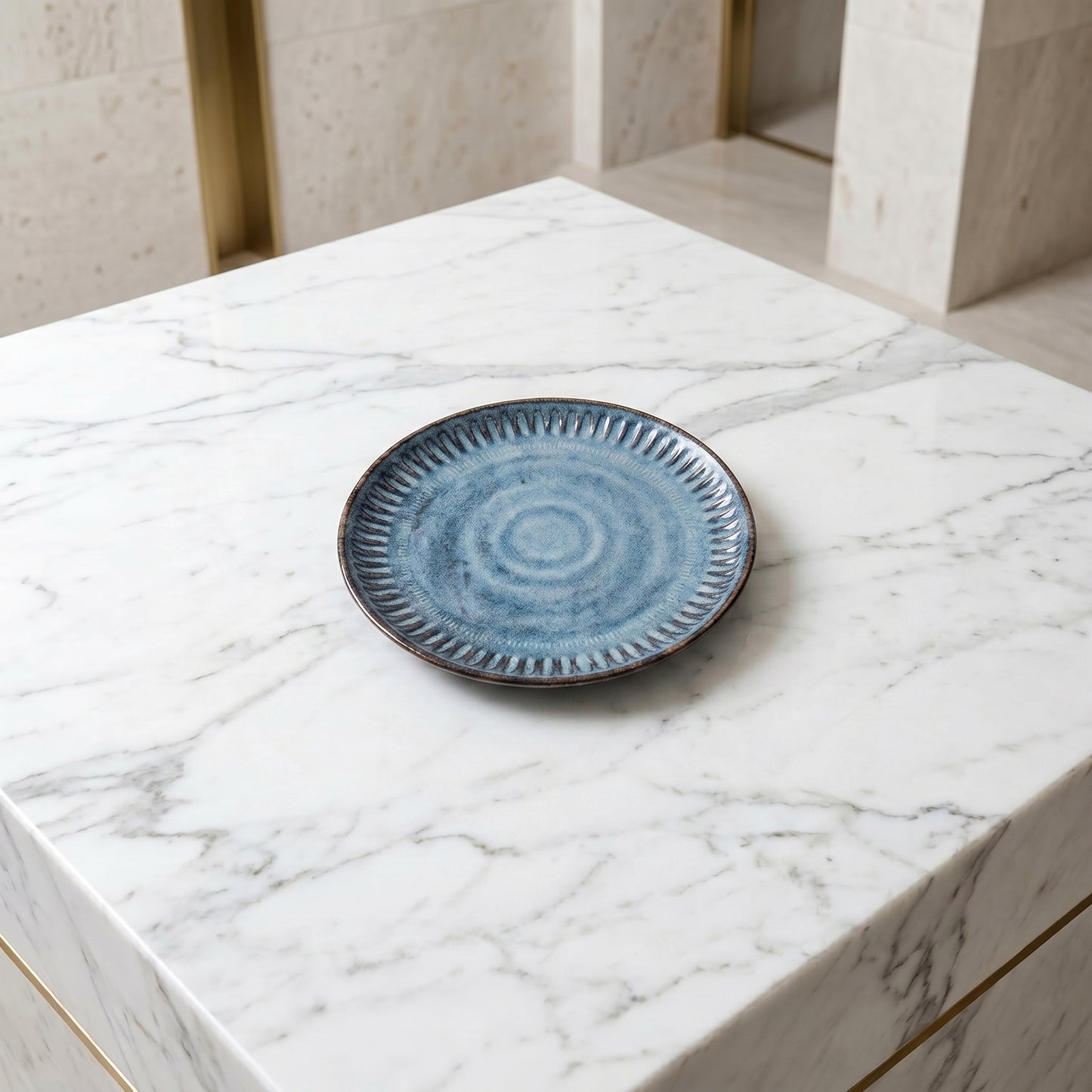 Premium Ceramic Dinner Plate Set of 6 – Tachiso Blue Textured Serving Plates