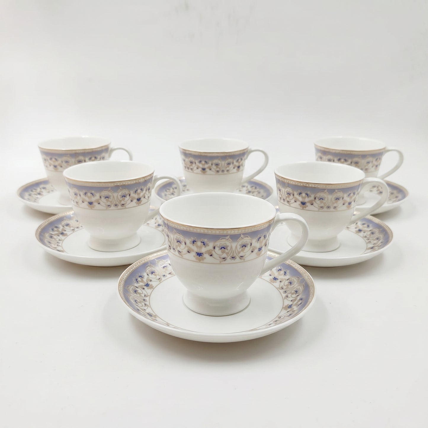Elegant Floral Cup & Saucer Set – 6 Pieces | Premium Tea Cups