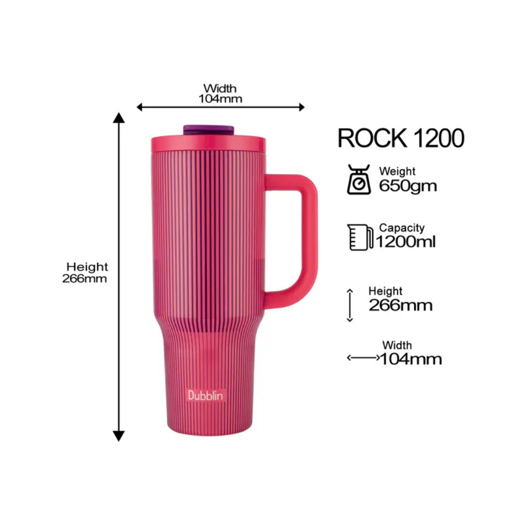 Dubblin Insulated Stainless Steel Travel Tumbler with Handle & Lid | Vacuum Flask for Hot & Cold Drink