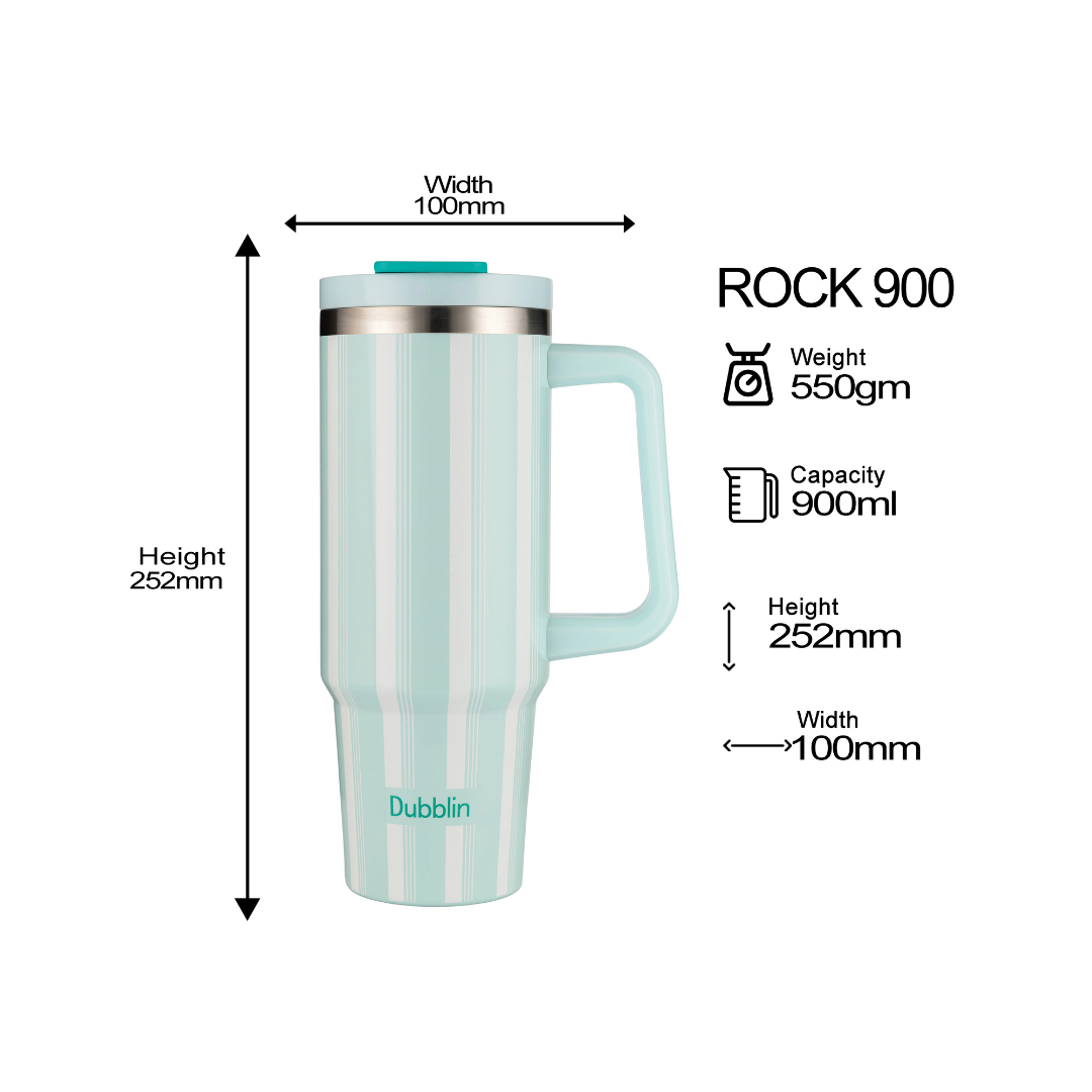 Dubblin ROCK Vacuum Insulated Stainless Steel Tumbler with Handle & Leak-Proof Lid – BPA Free Travel Mug