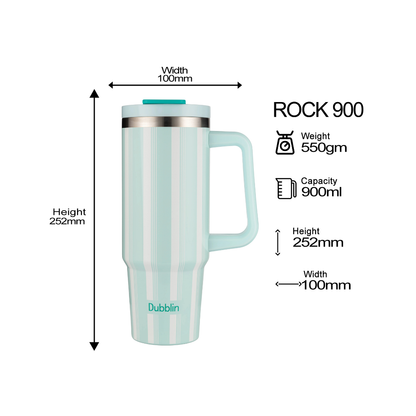 Dubblin ROCK Vacuum Insulated Stainless Steel Tumbler with Handle & Leak-Proof Lid – BPA Free Travel Mug