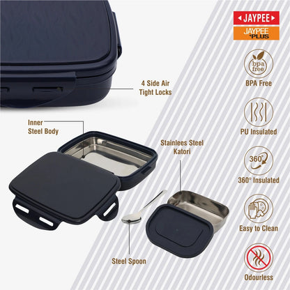 Jaypee 360° Insulated Sr. Wave Stainless Steel Lunch Box with  Containers (600ml)
