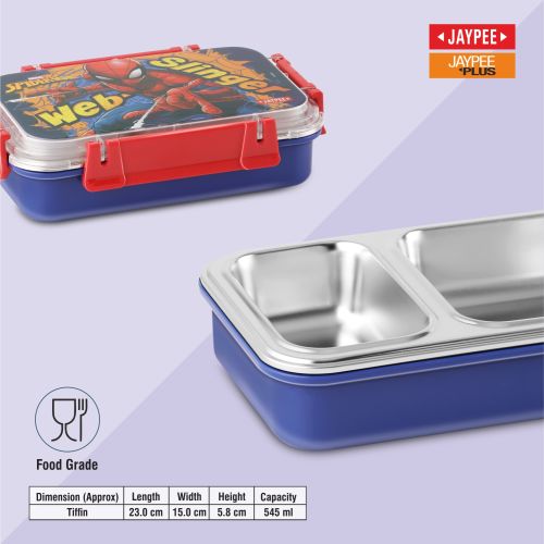 Jaypee Toonbox Kids Insulated Lunch Box – Steel Inner Tiffin with Side Locks, Spoon & Fork