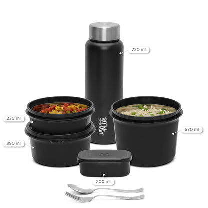 Jaypee Plus Meal Plus Stainless Steel Lunch Box Set (1390 ml, 4 Containers)