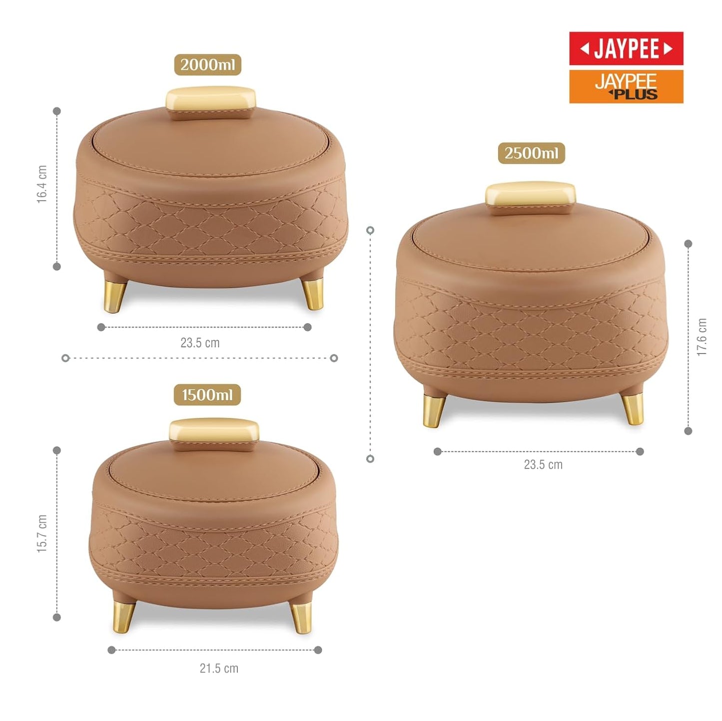 Jaypee Kingston Insulated Casserole Set (3 Pcs) | Stainless Steel Inner | PU Insulation | Hot Food Storage | 1.5L, 2L & 2.5L
