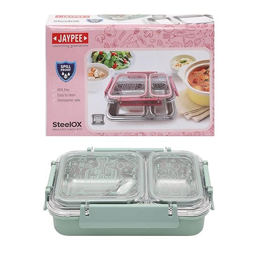 Jaypee Double Cavity Stainless Steel Insulated Lunch Box, BPA Free Tiffin for School, Office & Travel