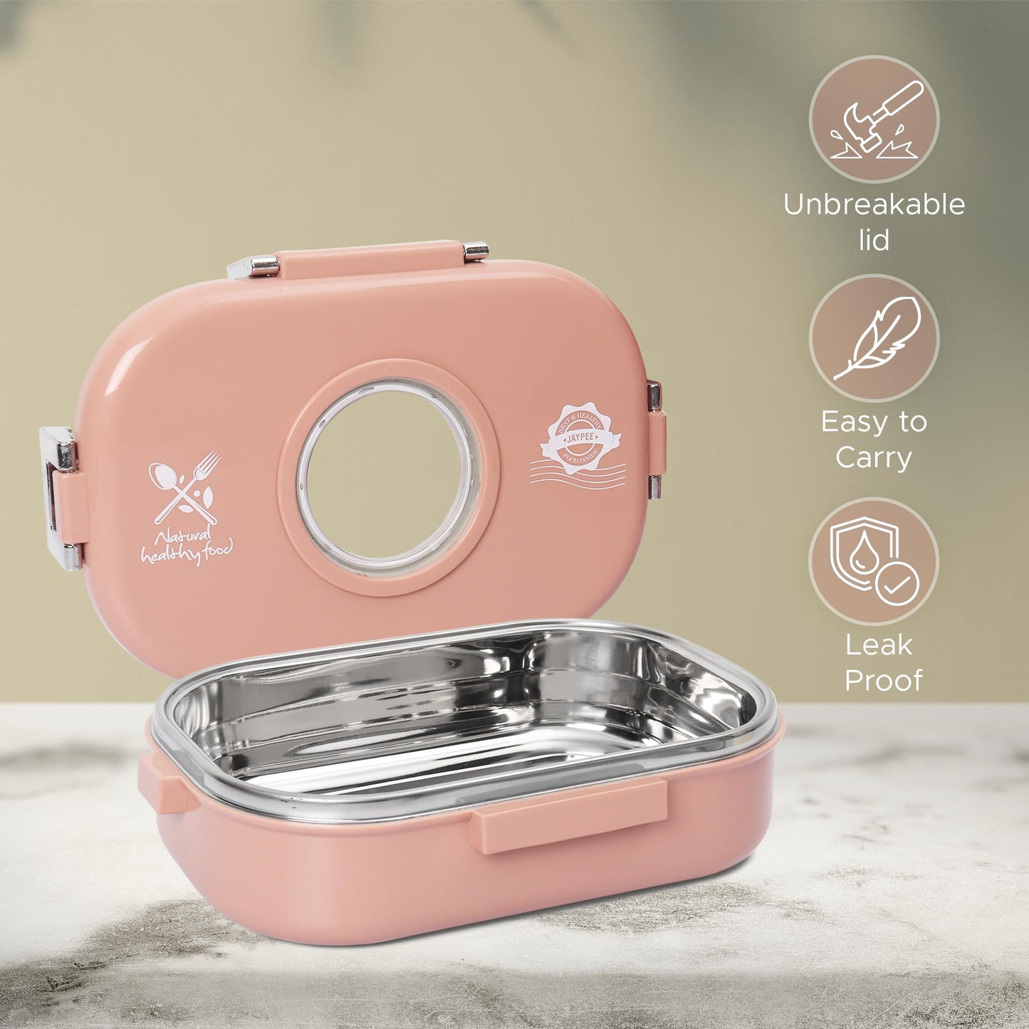 Jaypee Submarine Stainless Steel Insulated Lunch Box Orchid 650ml with Sabzi Container & Spoon