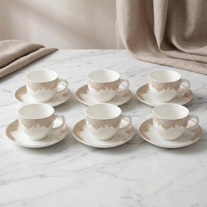 Mark Golden Elegance Cup & Saucer Set – 6 Pieces | Luxury Tea Set