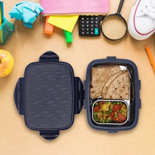 Jaypee Wavesteel Kids Lunch Box | Insulated | Stainless Steel Inner | Spoon & Sabzi Katori