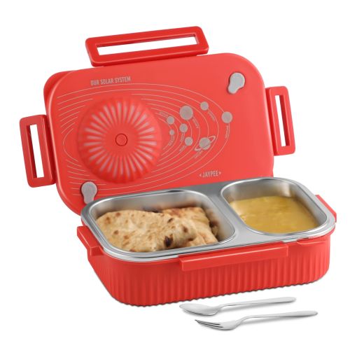LED Light Kids Insulated Lunch Box with Steel Inner, Spoon & Fork | 360° Leakproof Tiffin