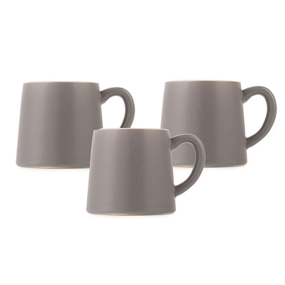 Matte Gray Ceramic Mug Set – 6 Pcs | Modern Minimalist Design