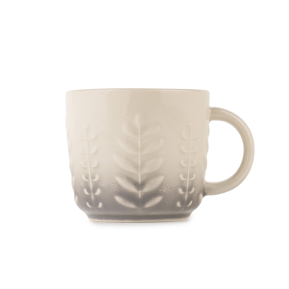 Elegant Grey Ceramic Tea & Coffee Mug Set – 6 Pieces (Leaf Embossed Design)