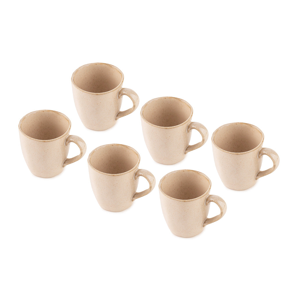 Classic Cream Ceramic Coffee Mug Set – 6 Pieces