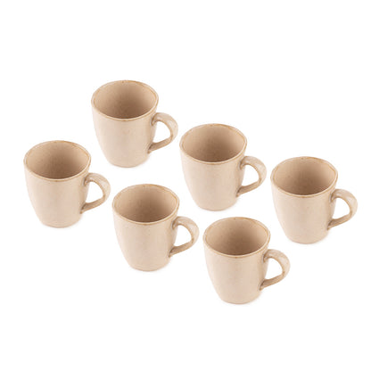 Classic Cream Ceramic Coffee Mug Set – 6 Pieces
