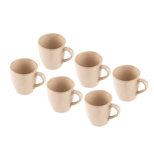 Classic Cream Ceramic Coffee Mug Set – 6 Pieces