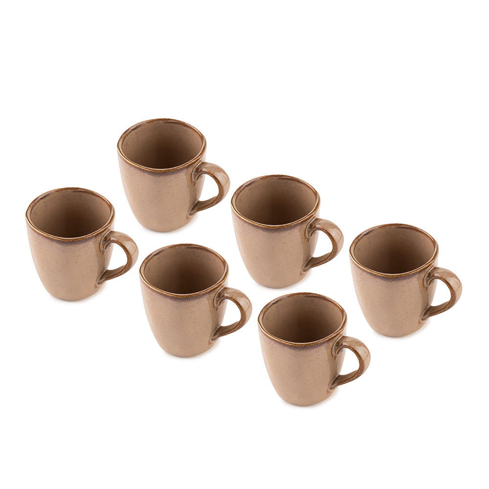 Matte Grey Ceramic Coffee Mug Set – 6 Pieces