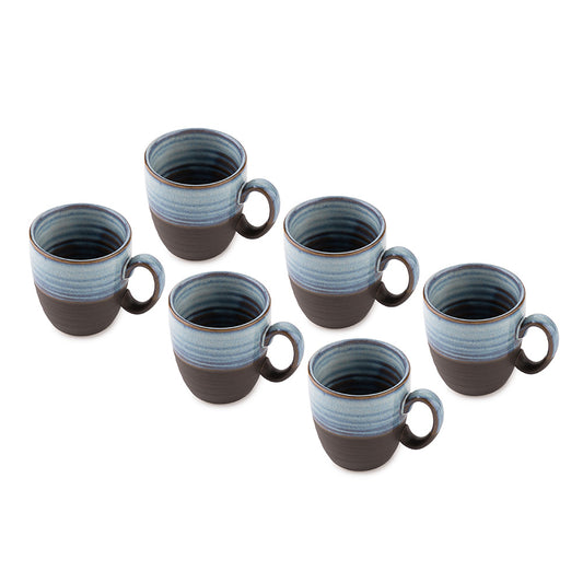 Ceramic Blue Coffee Mug Set – 6-Piece Glazed Cups for Tea & Coffee