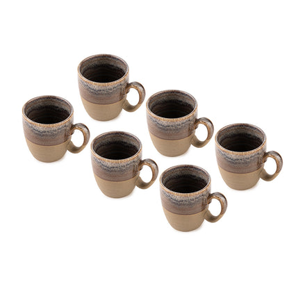 Ceramic Grey Coffee Mug Set – 6-Piece Glazed Cups for Tea & Coffee