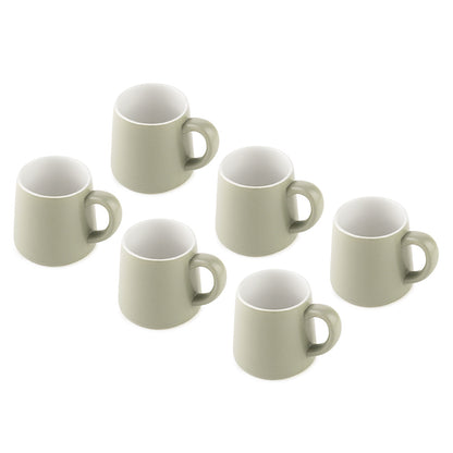 Matte Green Ceramic Mug Set – 6 Pcs | Modern Minimalist Design