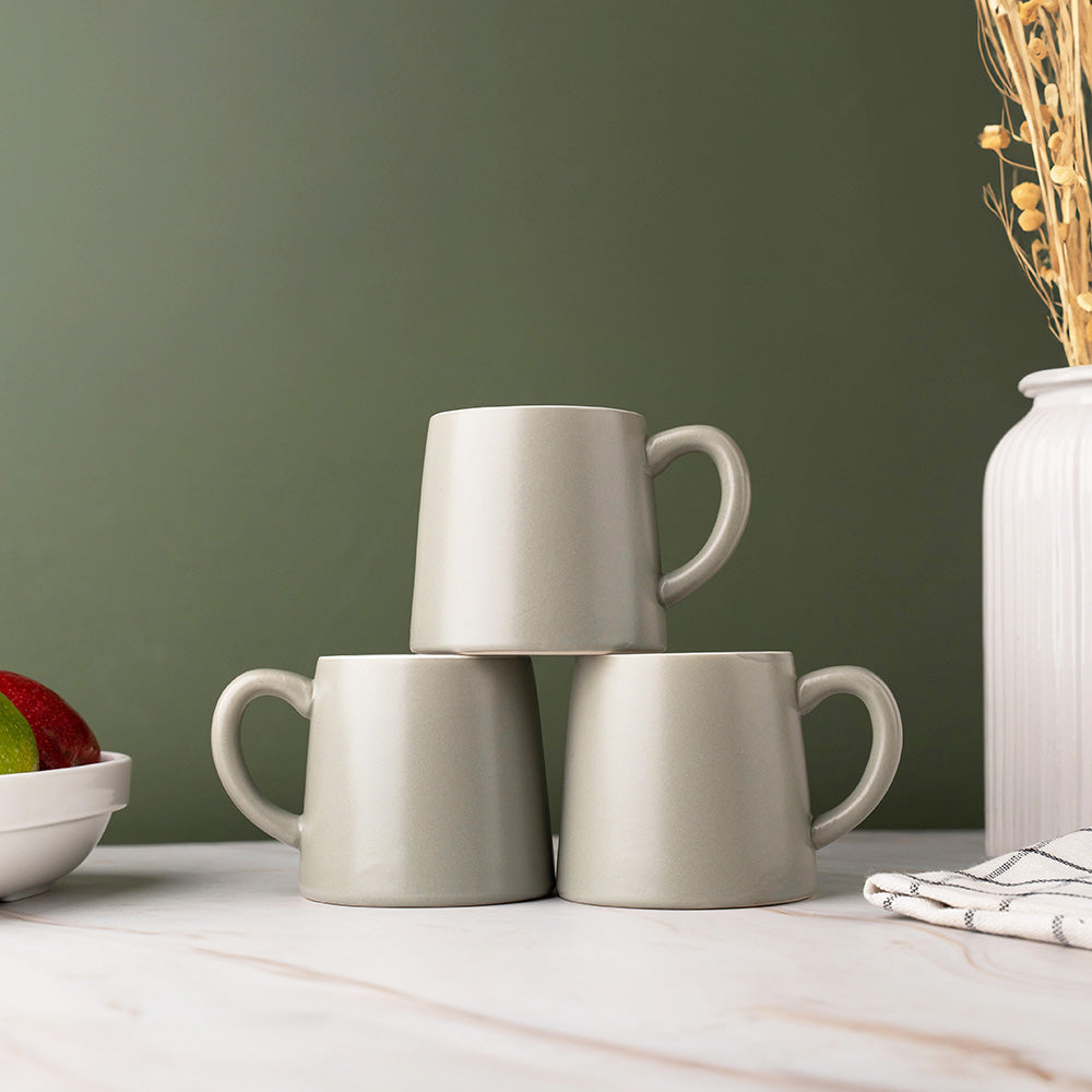 Matte Green Ceramic Mug Set – 6 Pcs | Modern Minimalist Design