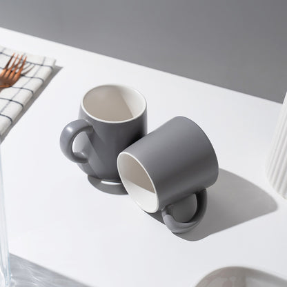 Matte Gray Ceramic Mug Set – 6 Pcs | Modern Minimalist Design