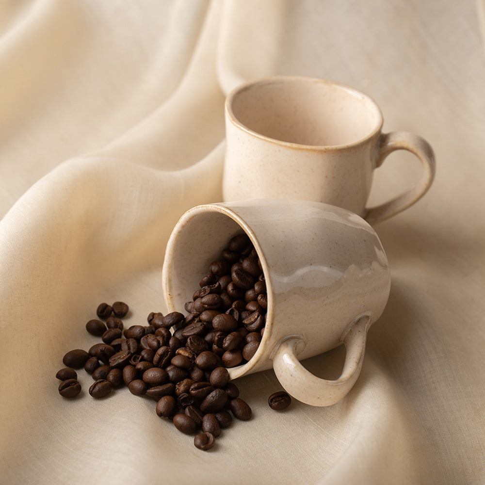 Classic Cream Ceramic Coffee Mug Set – 6 Pieces