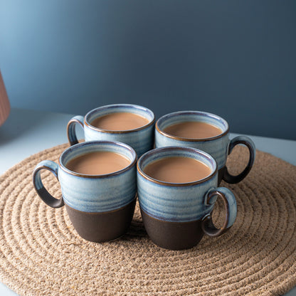 Ceramic Blue Coffee Mug Set – 6-Piece Glazed Cups for Tea & Coffee