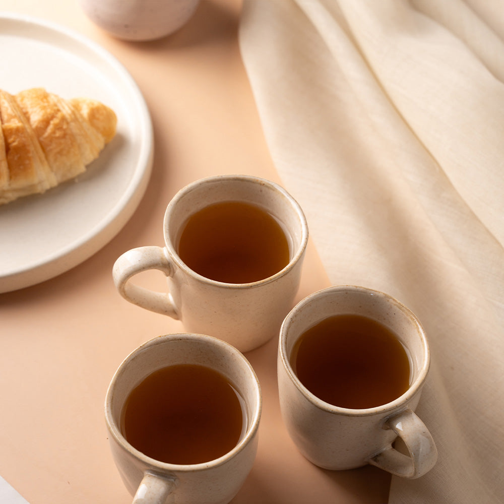 Classic Cream Ceramic Coffee Mug Set – 6 Pieces