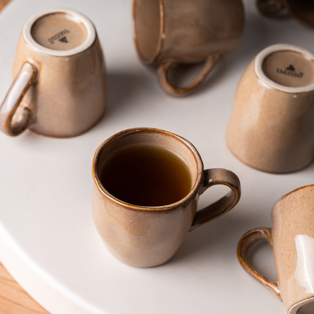 Matte Grey Ceramic Coffee Mug Set – 6 Pieces