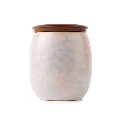 3-Piece Ceramic Storage Jar Set with Wooden Lids – Minimalist Marbel Finish Kitchen Containers