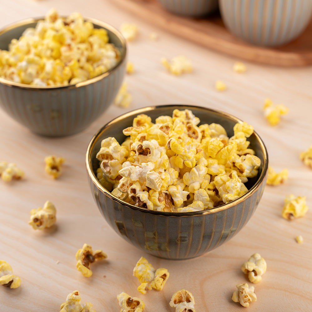 Elegant Green Ceramic Bowl Set with Golden Rim – 4 Pcs