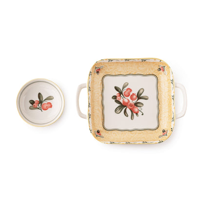 Floral Ceramic Serving Bowl & Platter Set – Elegant 4-Piece Dinnerware Collection
