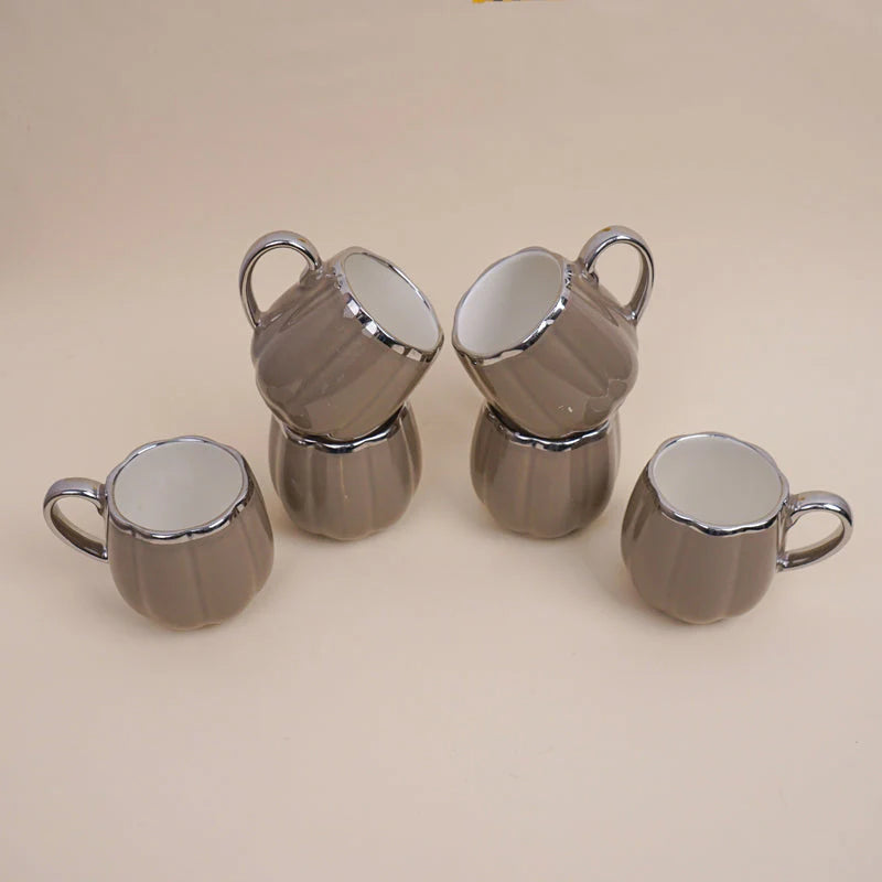 Magina Brown Ceramic Cup Set (180 ml) – Set of 6 Premium Porcelain Cups
