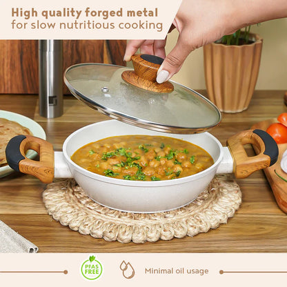 Naturally Forged Aluminum Kadai – Deep Cooking, Even Heating, Induction & Gas Stove Compatible