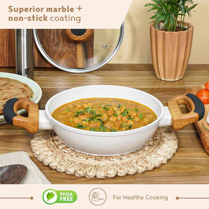 Naturally Forged Aluminum Kadai – Deep Cooking, Even Heating, Induction & Gas Stove Compatible