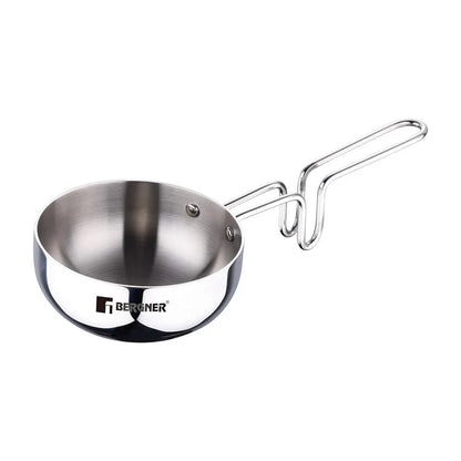 Argent Tri-Ply Stainless Steel Tadka Pan 12 cm (500 ml) | Even Heat Distribution | Induction & Gas Compatible | Durable & Rust-Resistant