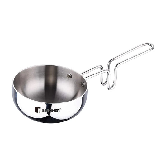 Argent Tri-Ply Stainless Steel Tadka Pan 12 cm (500 ml) | Even Heat Distribution | Induction & Gas Compatible | Durable & Rust-Resistant