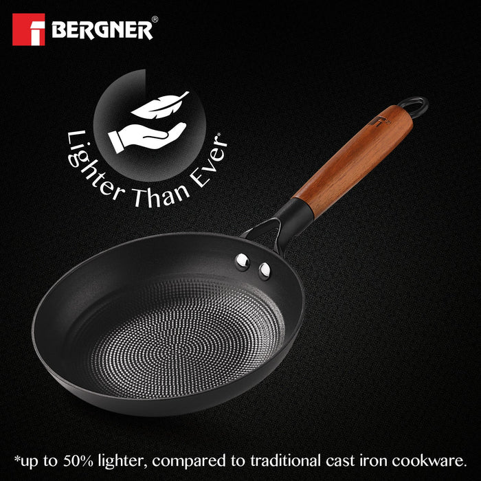 Odin Lightweight Iron Frypan with Induction Base & Wooden Coated Handle