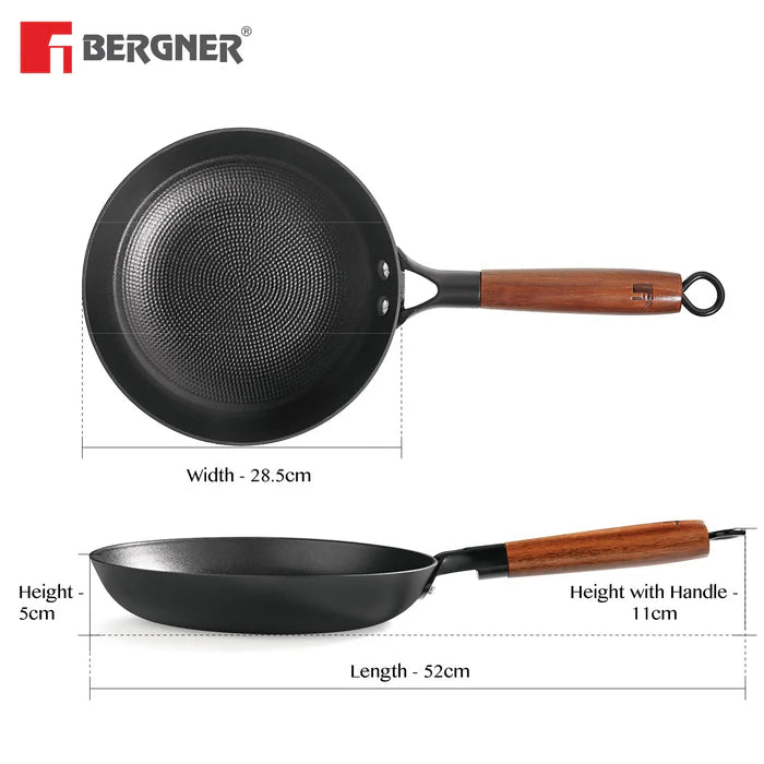 Odin Lightweight Iron Frypan with Induction Base & Wooden Coated Handle