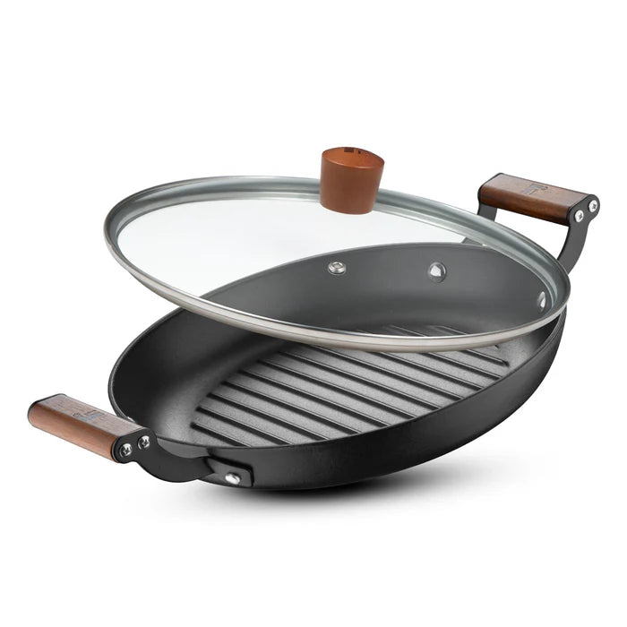 Odin 28 cm Lightweight Iron Grill Pan with Enamel Finish & Induction Base