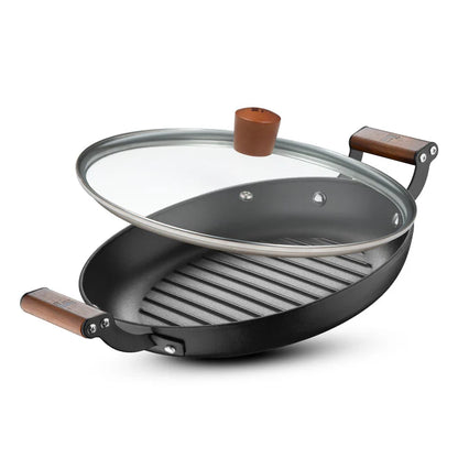 Odin 28 cm Lightweight Iron Grill Pan with Enamel Finish & Induction Base
