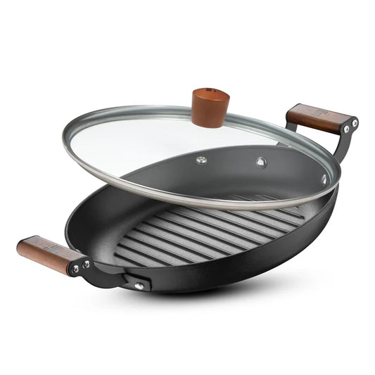 Odin 28 cm Lightweight Iron Grill Pan with Enamel Finish & Induction Base