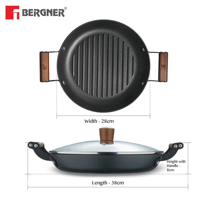 Odin 28 cm Lightweight Iron Grill Pan with Enamel Finish & Induction Base